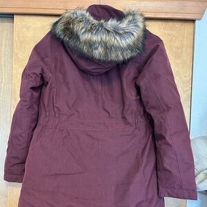 The North Face Women's Burgundy Parka with Faux Fur Trim